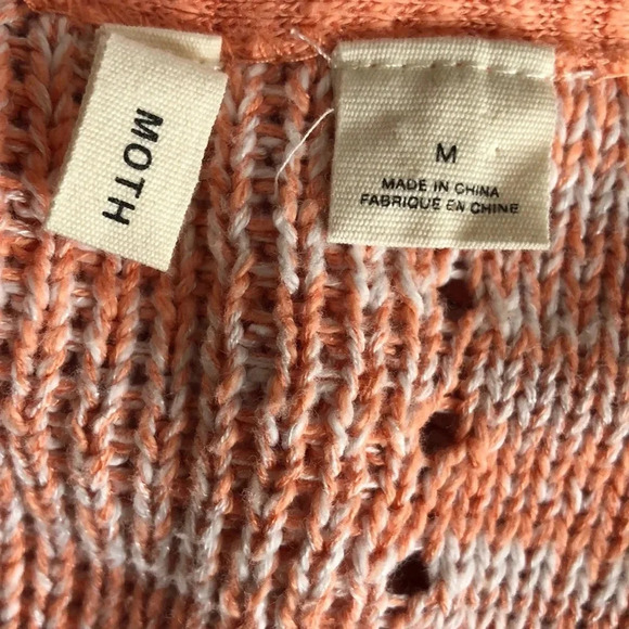 Anthropologie Moth Aselin Sweater Top Layered Look Knit Blouse Medium Peach Pink - Picture 8 of 9